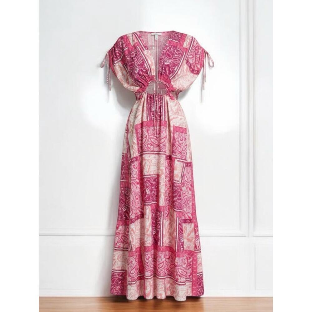 Zara Bandana Patchwork Print Cutout Maxi Dress Size Small